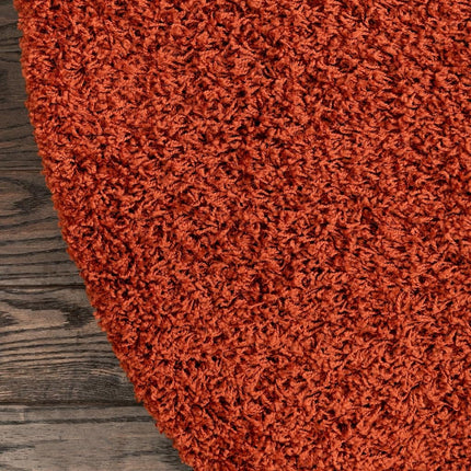 Unique Loom Solo Solid Shag Collection Area Modern Plush Rug Lush & Soft (3' 3" x 3' 3" Round, Terracotta)