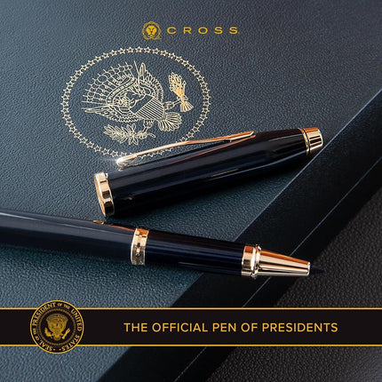 CROSS Century II Black Lacquer-23CT Gold – Ballpoint Pen incl. Luxury Gift Box – Refillable Medium Ballpen