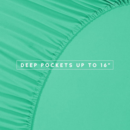 Elegant Comfort Silky Soft 8-Piece Dobby Stripe Bed-in-a-Bag Comforter Set, Includes 4pc Smart Sheet Set, Bed Skirt, Comforter, Matching Pillowcases and Shams - Twin/Twin XL, Paradise Teal