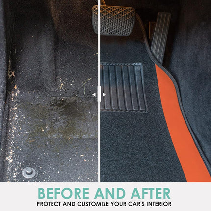 FH Group F14407ORANGE Universal Fit Premium Carpet Orange Automotive Floor Mats fits most Cars, SUVs, and Trucks with Driver Heel Pad, Full Set