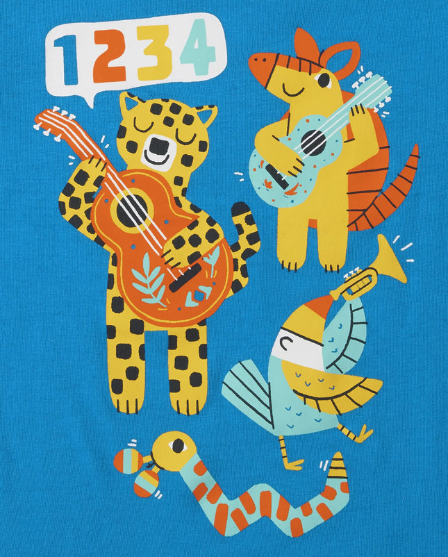 The Children's Place Paquete de 3 camisetas gráficas de manga corta para bebé y niña, instrumentos de animales/elefante lector/pez, 5T