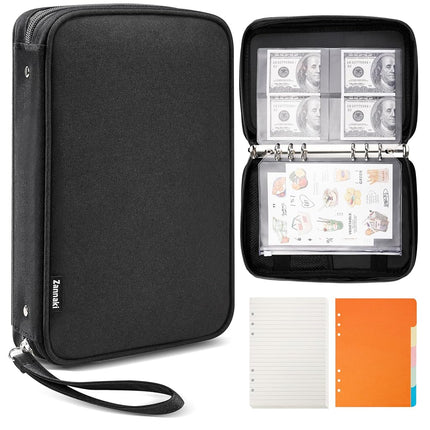 Zannaki A5 Zipper Binder with Binder Pockets, Divi