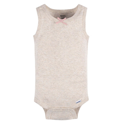 Gerber Baby Girls Multi-Pack Sleeveless Onesies Bodysuit, Flowers, 24 Months