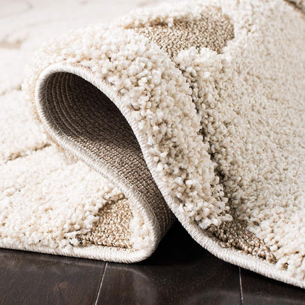 Safavieh Shaggy Indoor Woven Runner Area Rug, Florida Shag Collection, SG455, in Cream / Beige, 69 X 213 cm for Living Room, Bedroom or Any Indoor Space