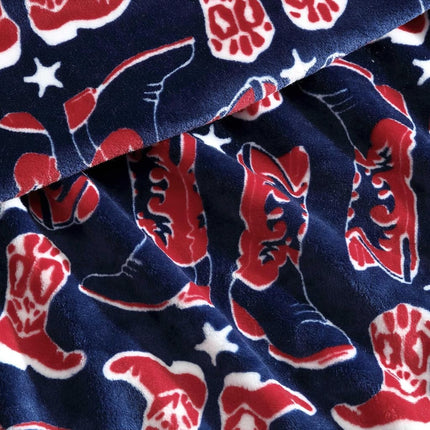 Wrangler - Throw Blanket, Soft Plush Fleece Bedding, Yellowstone Inspired, Western Decor for Bed or Couch (Knocking Boots Blue, 50" x 70")