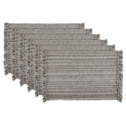 DII Tonal Fringe Placemat, Set of 6, Variegated Gray - Perfect for Fall, Thanksgiving, Dinner Parties, Weddings and Everyday Use