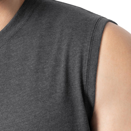 Fruit of the Loom Men's Eversoft Cotton Sleeveless T Shirts, Breathable & Moisture Wicking with Odor Control, Sizes S-4x Undershirt, Muscle-2 Pack-Black Heather, Large (Pack of 2)