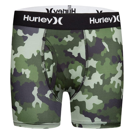 Hurley Boys' Classic Boxer Briefs (2-Pack), Black/Green Camo, Small