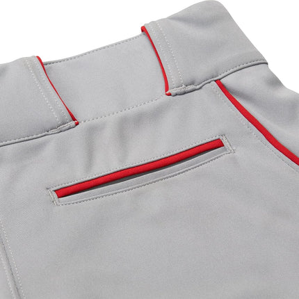 CHAMPRO Youth Triple Crown Baseball Pant, Grey/Scarlet, X-Large