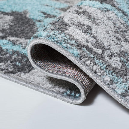Safavieh Modern Abstract Distressed Indoor Woven Rectangle Area Rug, Adirondack Collection, ADR134, in Turquoise / Grey, 91 X 152 cm for Living Room, Bedroom or Any Indoor Space