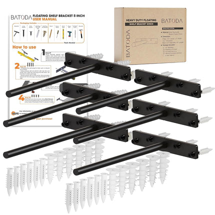 BATODA - 8" Heavy Duty Floating Shelf Bracket (6 p