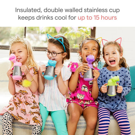 Munchkin Cool Cat Stainless Steel Straw Cup - Blue (8oz/240ml)