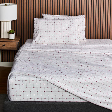 Lacoste Printed Percale Sheet Set King Slice Baroque Rose