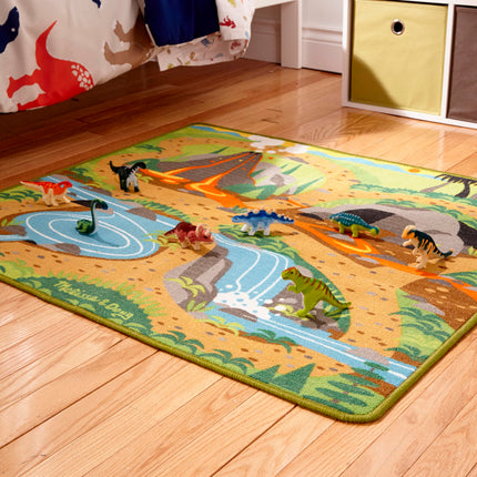 Alfombra de Actividades Melissa & Doug Prehistoric Playground Dinosaur (39 x 36 pulgadas, embalaje sin frustraciones)