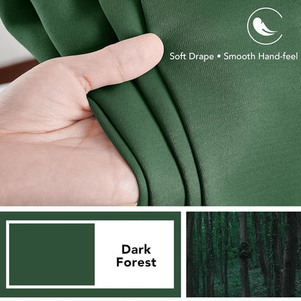 Deconovo Short Blackout Curtains for Small Windows Thermal Insulated Rod Pocket and Back Tab Curtains 42Wx45L Inch Dark Forest 2 Panels