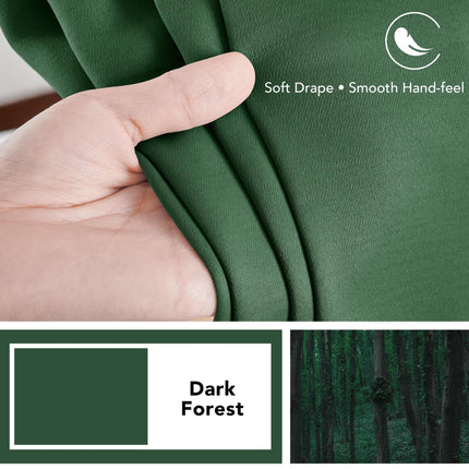 Deconovo Back Tab and Rod Pocket Drapes and Curtains - (42x54 Inch, Dark Forest, 2 Panels), Short Blackout Curtains for Kitchen Windows