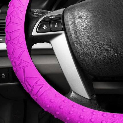 FH Group FH3002HOTPINK Universal Fit Silicone with Nibs and Pattern Massaging Grip Hot Pink Steering Wheel Cover fits most Cars, SUVs, Trucks, and Vans