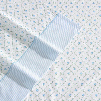 Laura Ashley - Sheet Set, Breathable Percale Cotton Bedding, 200 Thread Count, Deep Pocket, Chic Home Decor (Kate Blue, Full)