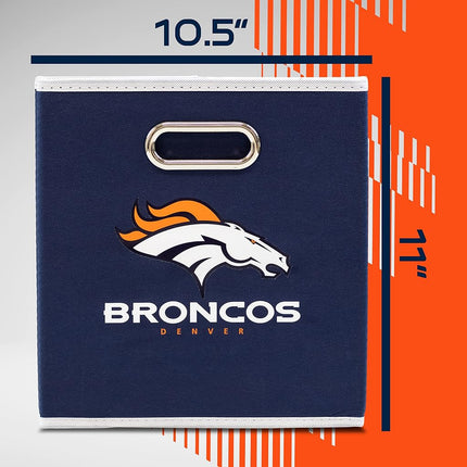 Franklin Sports NFL Denver Broncos Collapsible Storage Bin NFL Folding Cube Storage Container Fits Bin Organizers Fabric NFL Team Storage Cubes One Size