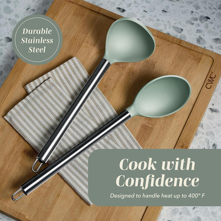 COOK WITH COLOR Silicone Cooking Utensils, 10 Pc Kitchen Utensil Set, Easy to Clean Silicone Kitchen Utensils, Cooking Utensils for Nonstick Cookware, Kitchen Gadgets Set (Mint)