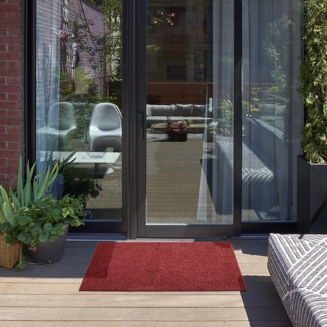 Nourison Essentials Indoor/Outdoor Brick Red 2' x 4' Area Rug, Easy Cleaning, Non Shedding, Bed Room, Living Room, Dining Room, Backyard, Deck, Patio (2x4)