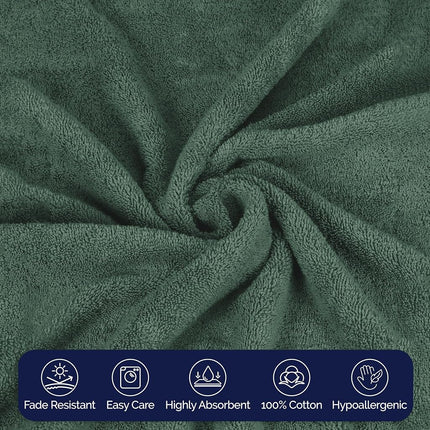 Elegant Comfort Premium Cotton 8-Piece Towel Set, Includes 4 Washcloths, 2 Hand Towels and 2 Bath Towels, 100% Turkish Cotton - Highly Absorbent and Super Soft Towels for Bathroom, Hunter Green