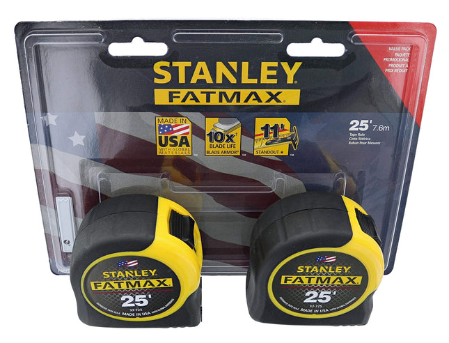 Stanley FMHT74038 Lot de 2 rubans à mesurer Fatmax Easy-Read de 7,5 m avec lames en nylon enduit de polyester