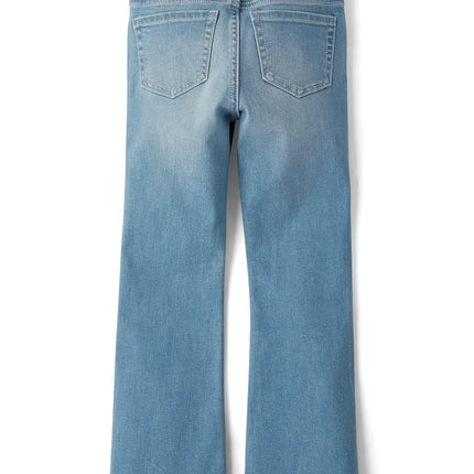 The Children's Place Girls' Denim Flare Jeans, Lt Med Wash Studded, 4