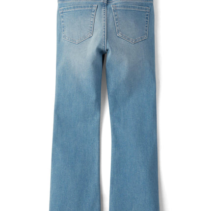 The Children's Place Girls' Denim Flare Jeans, Lt Med Wash Studded, 5