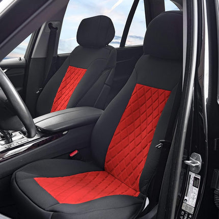 FH Group Front Set Neosupreme Car Seat Cover for Low Back Seats with Removable Headrest, Universal Fit, Airbag Compatible, Seat Cover for SUV Red/Black