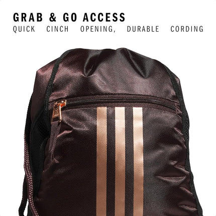 adidas Alliance Sackpack, Drawstring Backpack, Lightweight Small Gym Bag for Women and Men, Shadow Brown/Rose Gold, One Size, Alliance Sackpack – Drawstring Backpack Small Bag for Men and Women