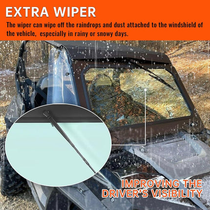 Parabrisas de cristal totalmente ventilado ECOTRIC con limpiaparabrisas, compatible con Polaris RZR 900 1000 Trail, S, XP Turbo 2014-2018, marco negro