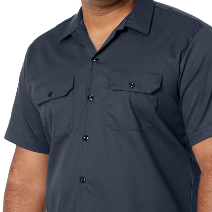 Dickies Men's Short-Sleeve Flex Work Shirt Slim Fit Button, Charcoal V1, XL