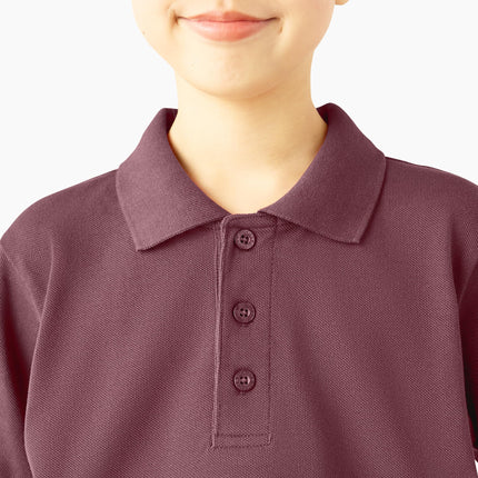 Dickies Boys' Short Sleeve Pique Polo, Burgundy, XX-Small 4