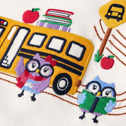 Gymboree Girls' and Toddler Embroidered Graphic Short Sleeve T-Shirts, BTS Bus, 6