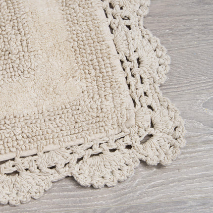 Laura Ashley Crochet Cotton 24x40 Bath Rug, Linen