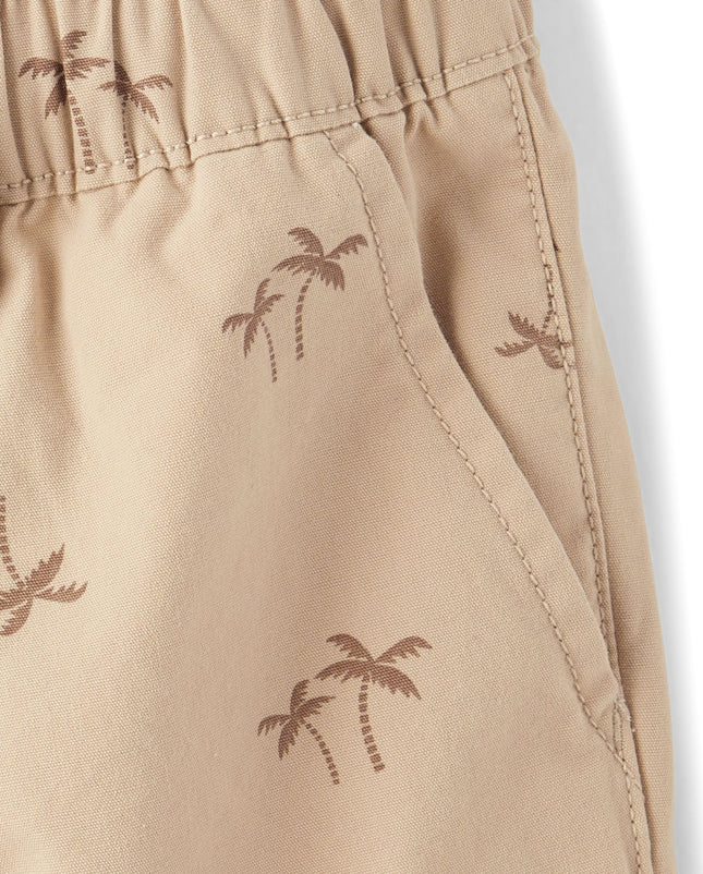 The Children's Place Boys' Uniform Pull on Cargo Shorts, Barely Brown, 12-18 Months