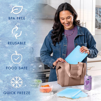 Fit & Fresh XL Cool Coolers - Paquete de 4 bolsas de hielo delgadas extragrandes azules para fiambrera, 4 unidades (paquete de 1)