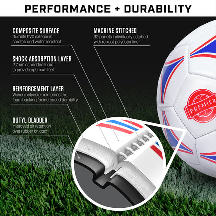 GoSports Balón de Fútbol Premier con Bomba Premium Paquete de 6, Talla 3