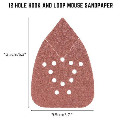 NEIKO 11272A 50pc Hook & Loop Sandpaper Assortment for Mouse Sander - 60, 80, 120, 150, 220 Grit Sanding Pads, Triangle Pads