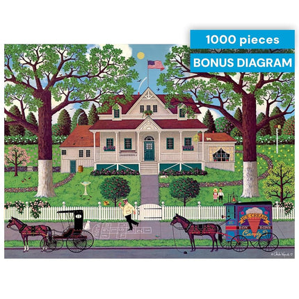 Buffalo Games - Charles Wysocki - Ice Cream and Hopscotch - 1000 Piece Jigsaw Puzzle for Adults Challenging Puzzle Perfect for Game Nights - Finished Puzzle Size is 26.75 x 19.75