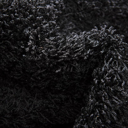 Unique Loom Solo Solid Shag Collection Modern Plush Jet Black Runner (3' x 10')