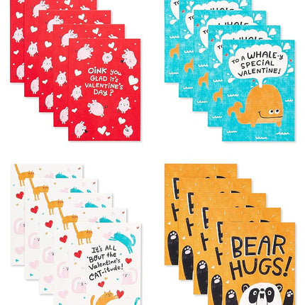 American Greetings Valentines Day Cards for Kids School and Classroom Exchange, Animals (40-Count)