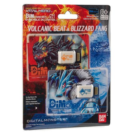 Bandai Namco 87801 VM Pack (Volvcanic Digimon Electronic Pet, Dim Card Park-Volcanic Beat & Blizzard Fang