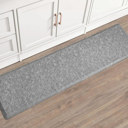 Chef Gear - Tapete de cocina antifatiga y bienestar - Diseño Marni - Tapete de chef acolchado y cómodo - Piel sintética - Alivio para cocinar y estar de pie - Antideslizante - Medidas 17.5"x60" - Gris