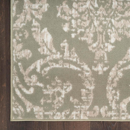 Nourison Jubilant Damask Olive 2' x 4' Area Rug, Easy Cleaning, Non Shedding, Bed Room, Living Room, Dining Room, Kitchen (2x4)