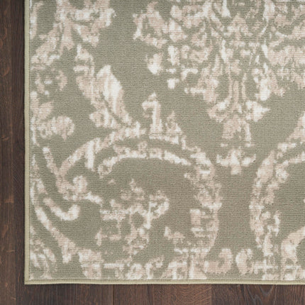 Nourison Jubilant Damask Olive 2' x 4' Area Rug, Easy Cleaning, Non Shedding, Bed Room, Living Room, Dining Room, Kitchen (2x4)