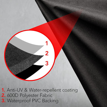 GrillTough Heavy Duty BBQ Grill Cover for Outdoor Grill – Waterproof, Weather Resistant, UV & Fade Resistant with Adjustable Straps – Gas Grill Cover for Weber, Charbroil (152L x 71W x 112H cm)