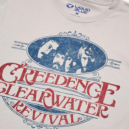 Liquid Blue Unisex-Adult Creedence Clearwater Revival Travelin' Band T-Shirt, Grey, XXL