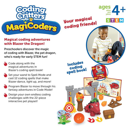 Learning Resources Coding Critters MagiCoders Blazer The Dragon Coding Robot Toy STEM Play Remote Control Toys Gifts for 4 5 6 7 Year Old Kids Boys & Girls